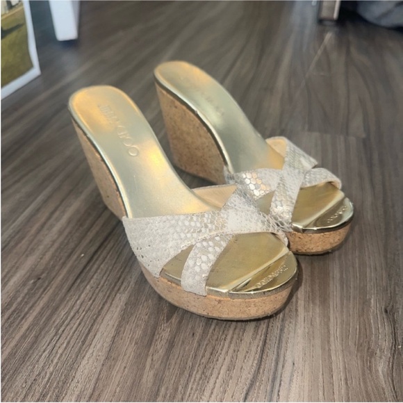 Jimmy Choo Silver Wedge Sandals - Picture 5 of 8